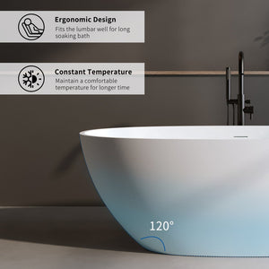 English Elm 59'' Freestanding Resin Stone Soaking Tub Sculptural Matte Finish with Overflow Drain W2753P191209