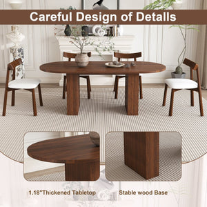 English Elm 62.9" Oval Walnut Veneer Dining Table Seats Six Modern Farmhouse Waterproof Surface W2700S00125