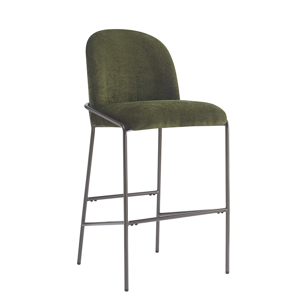 English Elm Christopher Knight Home® - Galen Upholstered Metal Barstool Set of 2 with Plush Stain-Resistant Fabric, Ergonomic Modern Design Green N775P290453N