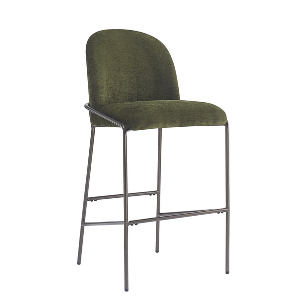 English Elm Christopher Knight Home® - Galen Upholstered Metal Barstool Set of 2 with Plush Stain-Resistant Fabric, Ergonomic Modern Design Green N775P290453N