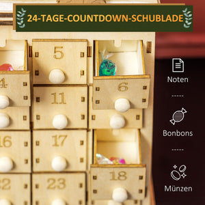 English Elm Homcom Light-Up Christmas Advent Calendar With 24 Drawers, Battery-Operated Led For Festive Fun W2225P249701
