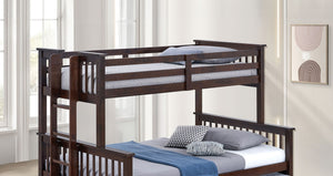 English Elm Transitional Twin Over Full Bunk Bed With Under-Bed Storage & Ladder, Dark Walnut Finish, Durable Design B2741S00296-GIGA