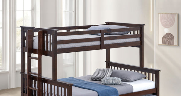 English Elm Transitional Twin Over Full Bunk Bed With Under-Bed Storage & Ladder, Dark Walnut Finish, Durable Design B2741S00296-GIGA