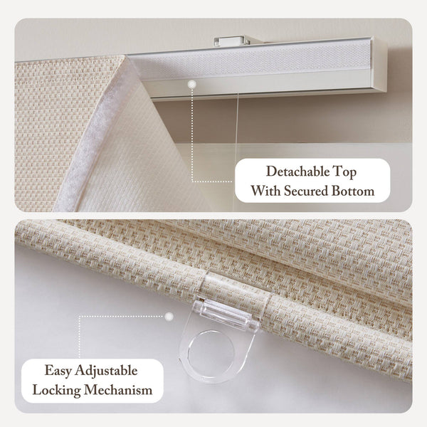 English Elm 1PC Cordless Roman Blind 27x64" Galen Matte Fabric Blackout Polyester Window Panel, Durable Coating Ivory 4.96 L x 9.25 W x 8.07 H B035P341196