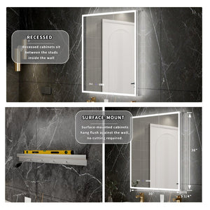 English Elm 30*36 Inch Led Medicine Cabinet with Anti-fog Gfci Outlet and Stepless Dimming Mirror W637P349415