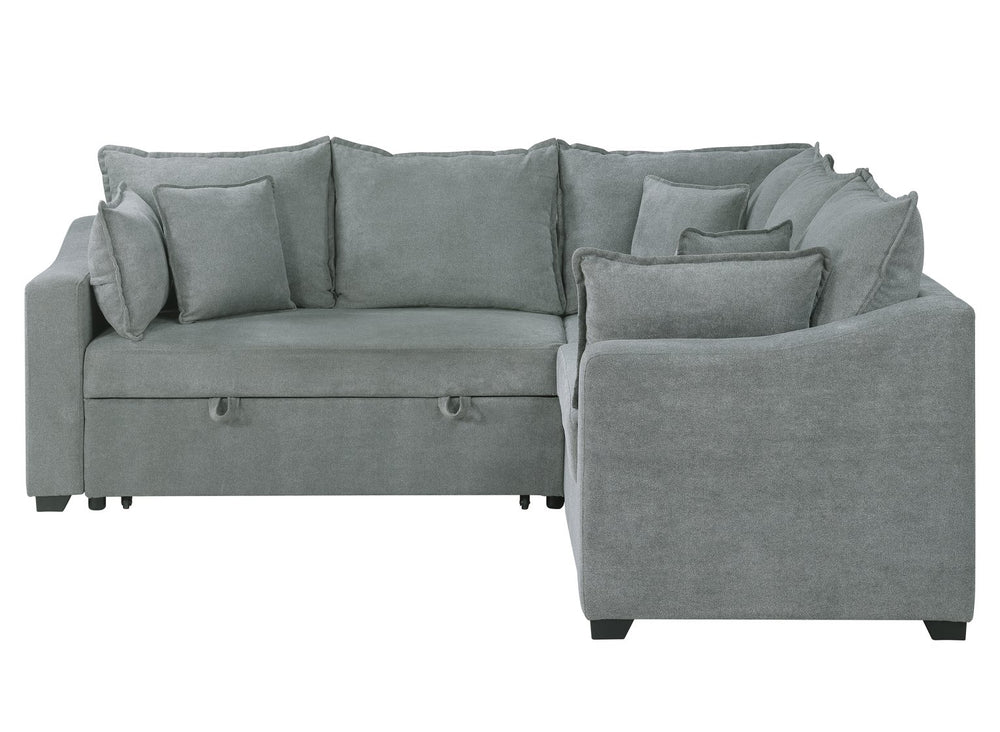 English Elm Allen 92" Gray Woven Fabric Sleeper Sectional Sofa with Pull-Out Bed, Modern Comfort & Throw Pillows B061S00895