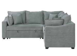 English Elm Allen 92" Gray Woven Fabric Sleeper Sectional Sofa with Pull-Out Bed, Modern Comfort & Throw Pillows B061S00895