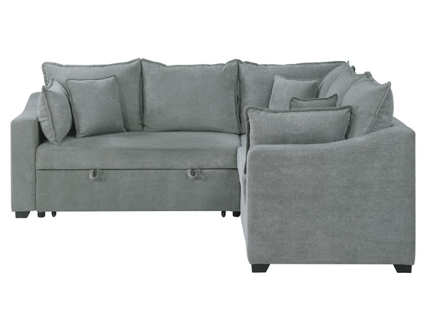 English Elm Allen 92" Gray Woven Fabric Sleeper Sectional Sofa with Pull-Out Bed, Modern Comfort & Throw Pillows B061S00895