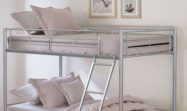 English Elm Contemporary Twin-over-Full Bunk Bed with Sturdy Metal Frame, Two-Tone Finish, Space-Saving Design Silver 15 L x 80 W x 7 H B2741P347318