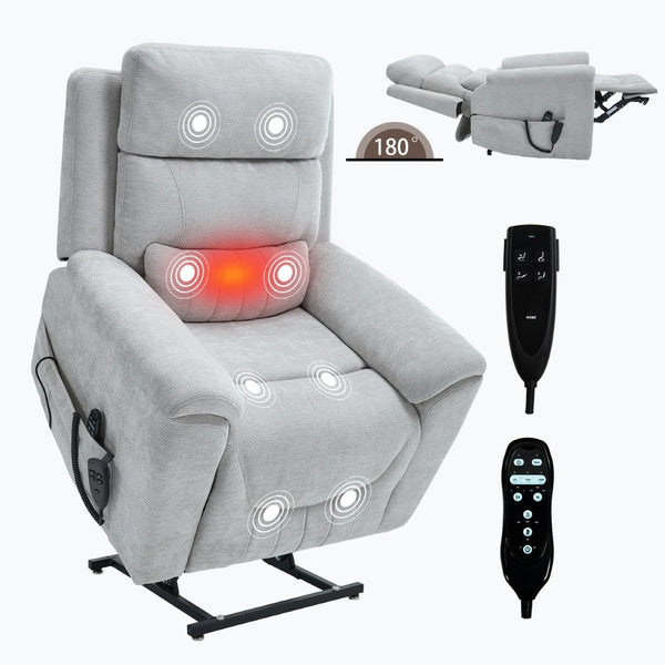 English Elm Dual Motor Power Lift Recliner with Massage Heat and Leatherair Upholstery 350 Lb W3224S00020