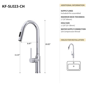 English Elm Bothwa Pull Down Kitchen Faucet with Stainless Steel Spout and Ceramic Cartridge Control Brushed Nickel B2724P262919