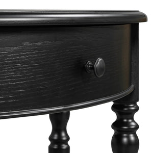 English Elm Trexm Farmhouse Half Moon Entryway Console with Drawer Open Shelf Pine Legs Black N715P383795B
