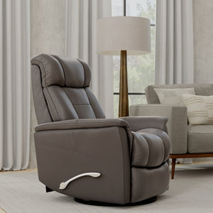English Elm Global Home Swivel Glider Recliner In Bentley Grey Faux Leather - Adjustable Comfort & Style! B339P323106