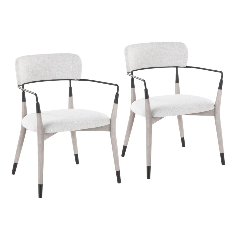 English Elm Chair Set of 2 White Faux Leather Seats with Angular Black Metal Legs Modern Dining B202P471338