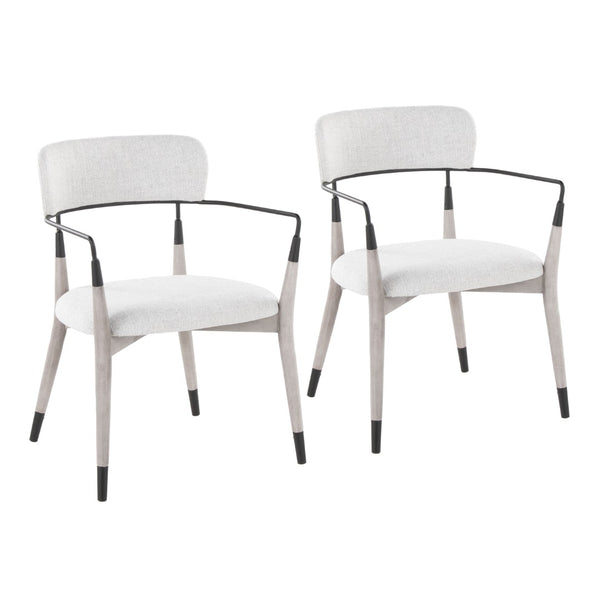 English Elm Chair Set of 2 White Faux Leather Seats with Angular Black Metal Legs Modern Dining B202P471338
