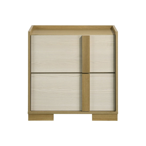English Elm 2-drawer Italian Modern Nightstand Two-tone Wood Melamine Finish Bedroom Storage B016P453624