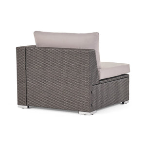 English Elm Christopher Knight Home® - SANTA SANTA ROSA Right Armchair Rattan Frame with Aluminum Accents — Weather-Resistant Stylish Seating Grey+Silver 65058.00ALUGRY