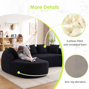 English Elm New Modular Chenille Sectional with Deep Curved Chaise and High-density Foam Seating W2231S00054