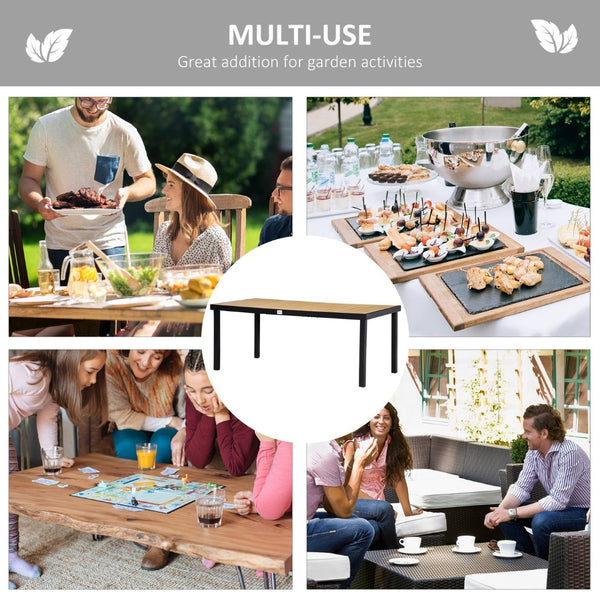 English Elm Outsunny 75" Rectangular Outdoor Dining Table For 8 - Stylish Faux Wood Top & Durable Aluminum Frame W2225P174356-GIGA