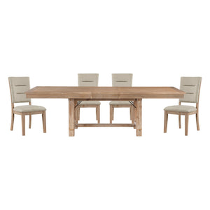 English Elm Light Oak Acacia Veneer 5 Piece Dining Set with Ladderback Chairs and Extension Leaf B011S01587