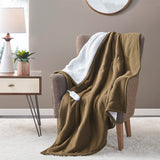 Serta Fleece to Sherpa Casual Heated Throw ST54-0122 Brown