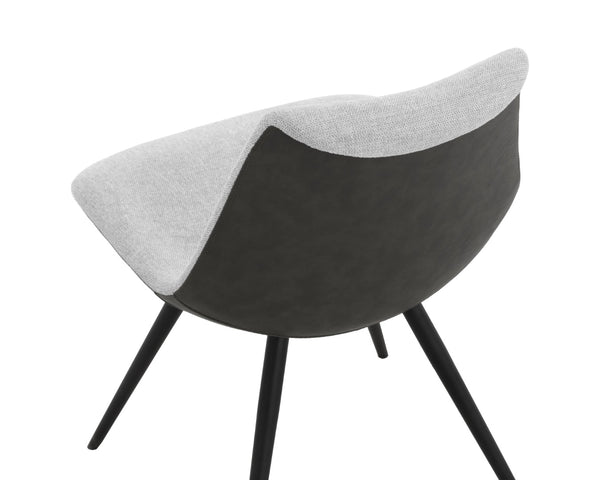 Sunpan LIPA Dining Chair - Contemporary Comfort with Curved Backrest and Antique Bronze Iron Legs Grey 112263