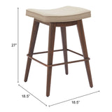 Divat Counter Stool - Set of 2 Beige & Walnut 110331 Zuo Modern