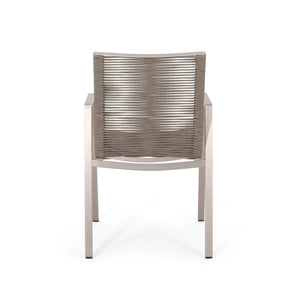 English Elm Christopher Knight Home® - Outdoor Aluminum Dining Chair with Handwoven Rope Seat, Sleek Weather-Resistant Patio Seating Set taupe 64679.00SIL