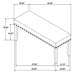 English Elm Van Slyke Grey six-piece dining set with nailhead-trim chairs, bench & black frame for modern style B062P358491
