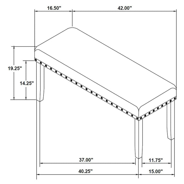 English Elm Van Slyke Grey six-piece dining set with nailhead-trim chairs, bench & black frame for modern style B062P358491