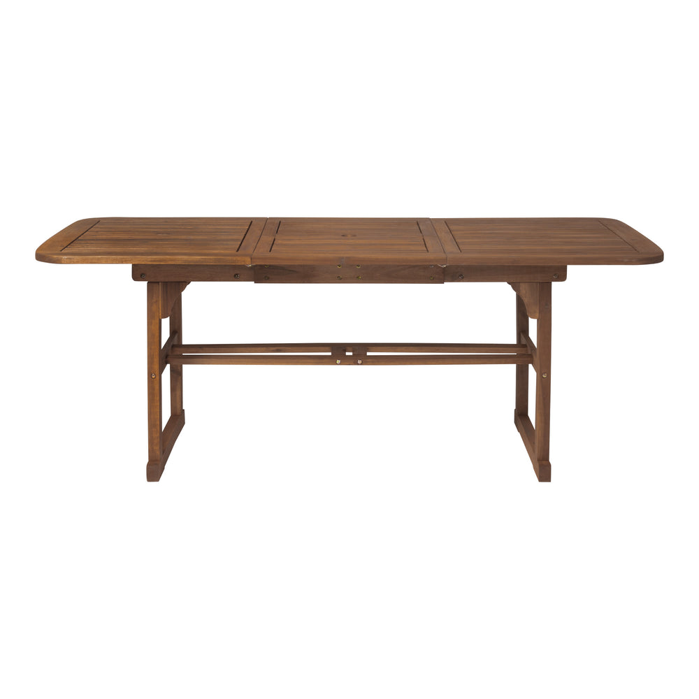 English Elm Walker Edison - Modern Solid Acacia Wood Butterfly Outdoor Dining Table with Hide-Away Leaf, Dark Brown Finish for Patio Gatherings B185P169398