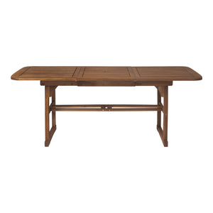 English Elm Walker Edison - Modern Solid Acacia Wood Butterfly Outdoor Dining Table with Hide-Away Leaf, Dark Brown Finish for Patio Gatherings B185P169398