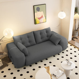 English Elm Human 78.7" Multi-Functional Foldable Sofa Bed – 3-in-1 Teddy Foam Sleeper, Removable Cushions, 2-Seater Guest Lounge Grey W1885P277277