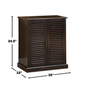 English Elm Shoe Cabinet with 5 Shelves and Louvered Doors for Fresh Airflow, Compact Durable Wooden Storage Unit Espresso B016P356053
