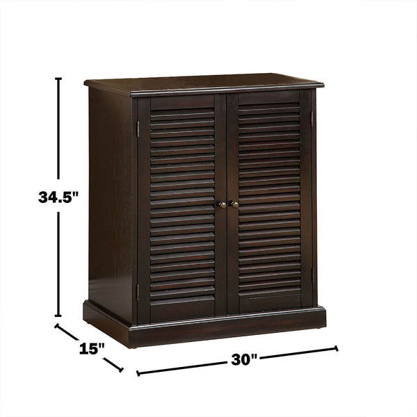 English Elm Shoe Cabinet with 5 Shelves and Louvered Doors for Fresh Airflow, Compact Durable Wooden Storage Unit Espresso B016P356053