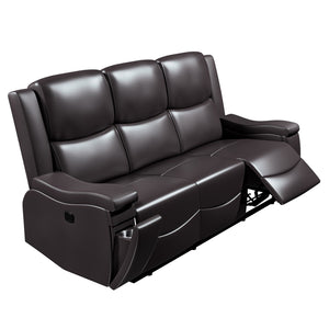 English Elm Recliner Plush 3-Seat Manual Sofa with Hidden Cup Holders, Headrest Support for Ultimate Comfort and Style Espresso 81 L x 31 W x 26 H B089P240487