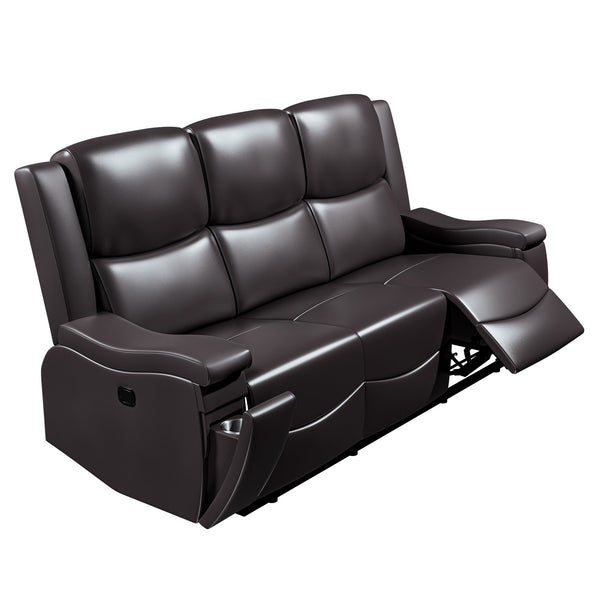 English Elm Recliner Plush 3-Seat Manual Sofa with Hidden Cup Holders, Headrest Support for Ultimate Comfort and Style Espresso 81 L x 31 W x 26 H B089P240487