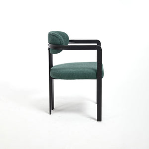 English Elm Modern Tufted Boucle Dining Chairs Set of 2 with Curved Back and Matte Metal Legs Antique Green,Black W3244P337417