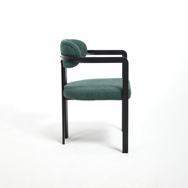 English Elm Modern Tufted Boucle Dining Chairs Set of 2 with Curved Back and Matte Metal Legs Antique Green,Black W3244P337417