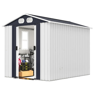 English Elm Campcraft 8x6 Outdoor Metal Storage Shed with Lockable Doors and Ventilation for Backyard White W1598S00045