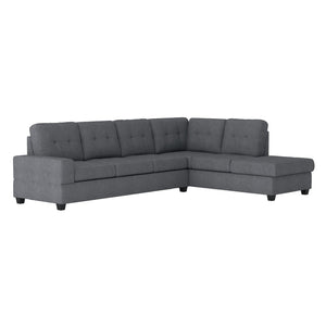 English Elm Modern Microfiber Sectional Sofa with Tufted Cushions Reversible Chaise and Built-in Cupholders Dark Gray B011S00934