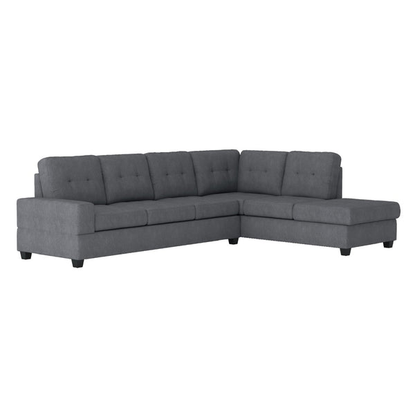 English Elm Modern Microfiber Sectional Sofa with Tufted Cushions Reversible Chaise and Built-in Cupholders Dark Gray B011S00934