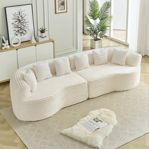 English Elm Curved Chenille Sectional Sofa Oversized Four Seat Cloud Foam Living Room Lounge W3505P355585