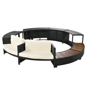 English Elm Spa Surround Spa Frame Patio Rattan Sofa Set with Storage, Mini Foam Cushions, Durable Steel Frame, Weather-Ready Comfort Beige SZ000060AAA