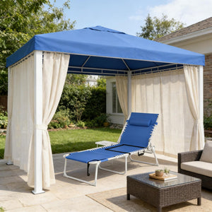 English Elm Pool Tanning Lounger with Face Hole Prone Rest Mesh Seat and Folding Side Table T3971P481186
