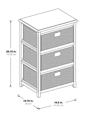 OSP Home Furnishings Seabrook Three-Tier Storage Unit White