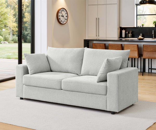 English Elm Modern Low Profile Upholstered Sofa Deep Seat Cushions for Apartment Living Rooms Beige B343P435915