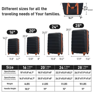 English Elm Hardshell 5 Piece Abs Spinner Luggage Set with Tsa Lock Expandable Travel Suitcases Black+Brown PP310249AAP