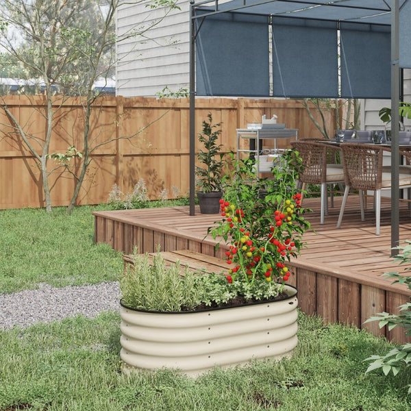 English Elm Outsunny 3.5' X 2' Galvanized Raised Garden Bed Kit - Durable Metal Planter Box For Flowers & Veggies W2225P200926-GIGA