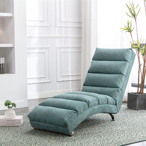 English Elm Linen Ergonomic Massage Chaise Lounge with Remote Control, 140° Recline, Heavy-Duty Frame, 5 Modes Teal W39539623